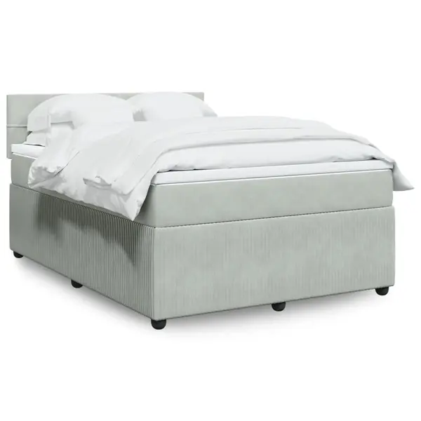 Gossi pat box spring cu saltea, gri deschis, 160x200 cm, catifea