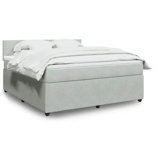 Gossi pat box spring cu saltea, gri deschis, 180x200 cm, catifea