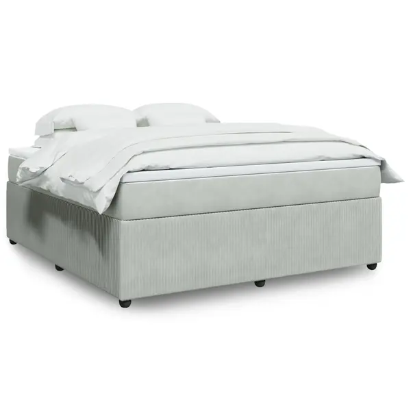 Gossi pat box spring cu saltea, gri deschis, 180x200 cm, catifea