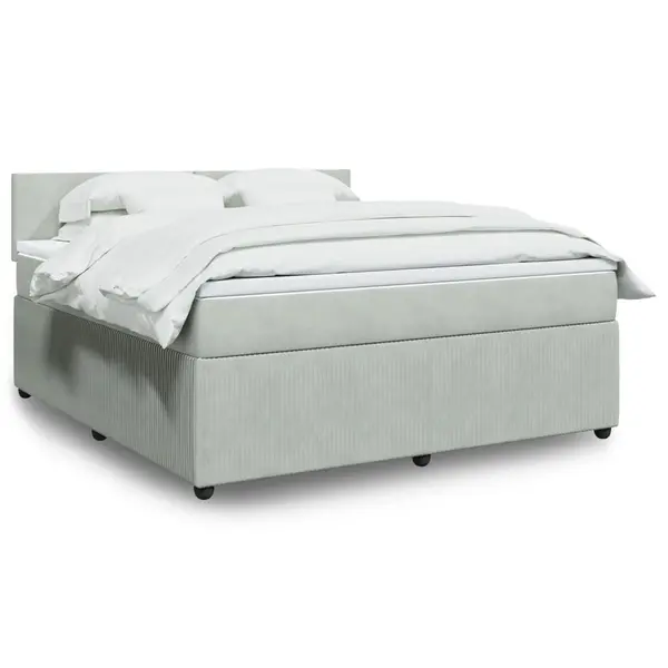 Gossi pat box spring cu saltea, gri deschis, 180x200 cm, catifea