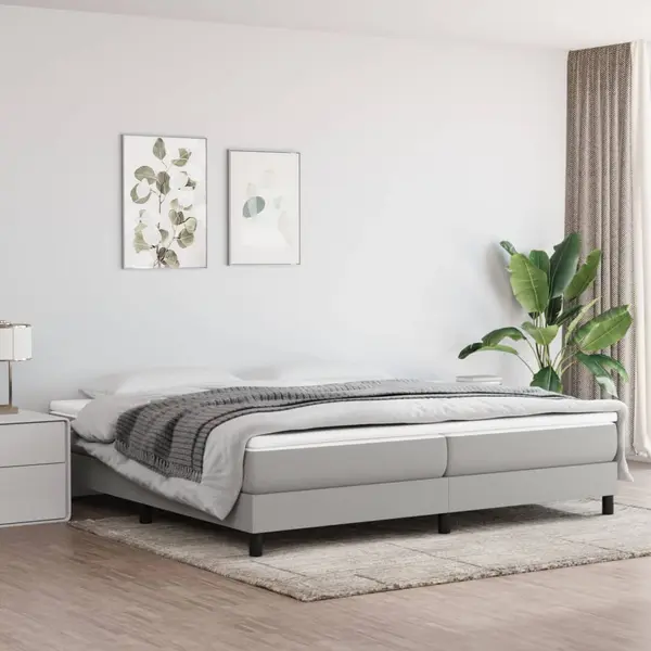 Gossi pat box spring cu saltea, gri deschis, 200x200 cm, textil