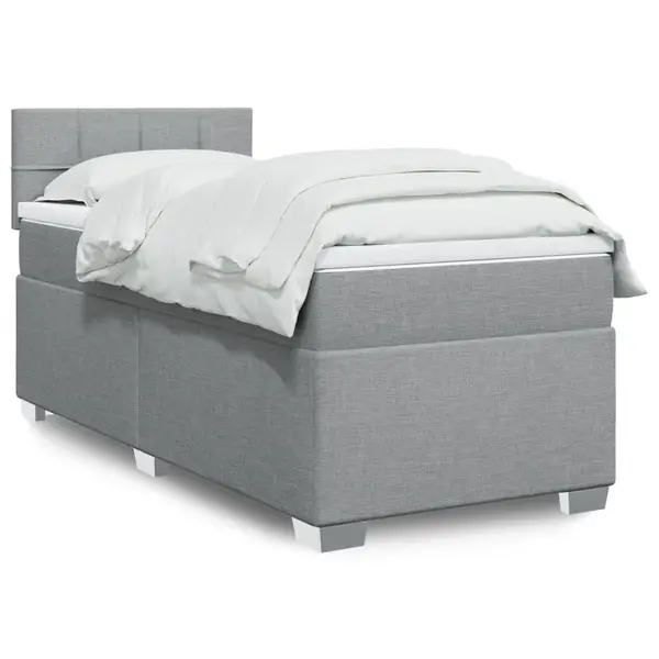 Gossi pat box spring cu saltea, gri deschis, 90x200 cm, textil