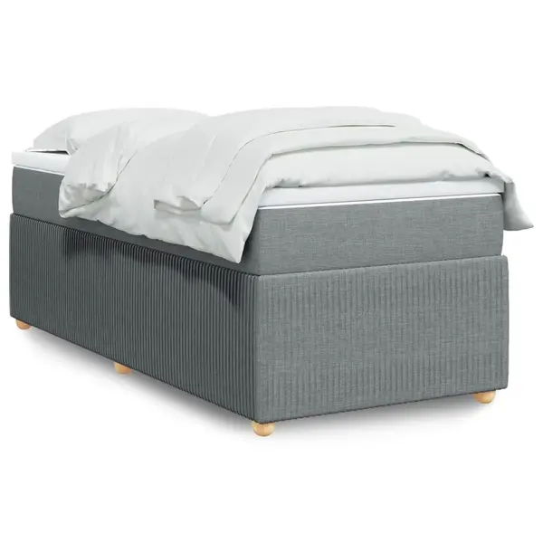 Gossi pat box spring cu saltea, gri deschis, 90x200 cm, textil
