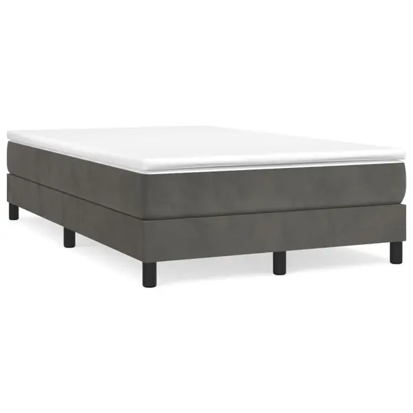 Gossi pat box spring cu saltea, gri inchis, 120x190 cm, catifea