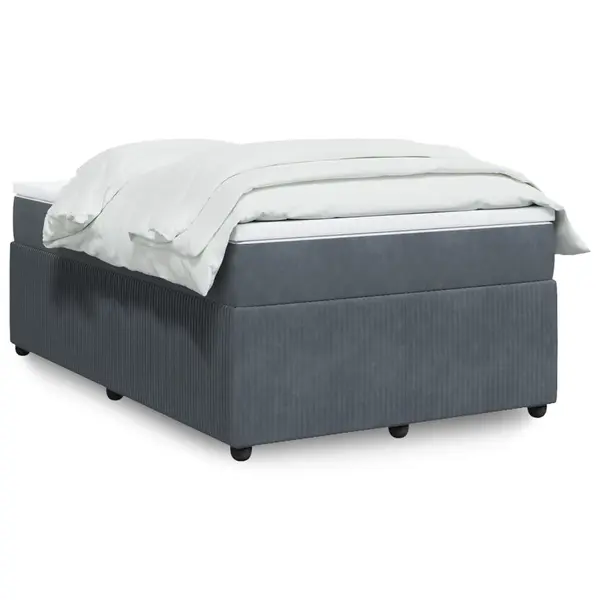 Gossi pat box spring cu saltea, gri inchis, 120x190 cm, catifea