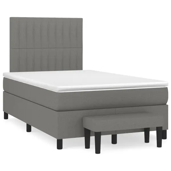 Gossi pat box spring cu saltea, gri inchis, 120x190 cm, textil