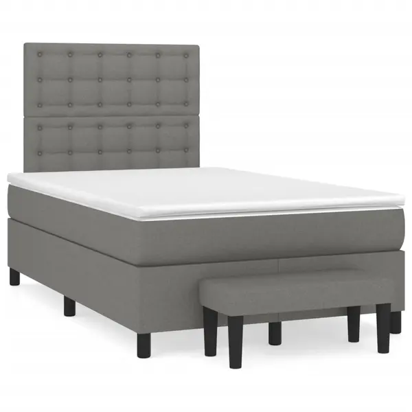 Gossi pat box spring cu saltea, gri inchis, 120x190 cm, textil