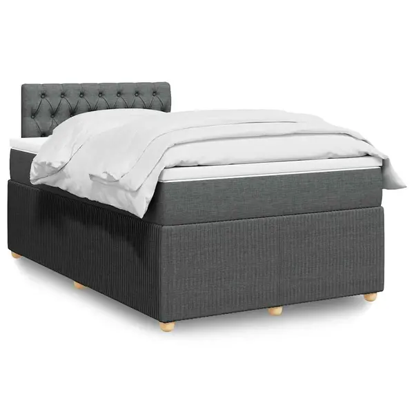 Gossi pat box spring cu saltea, gri inchis, 120x190 cm, textil