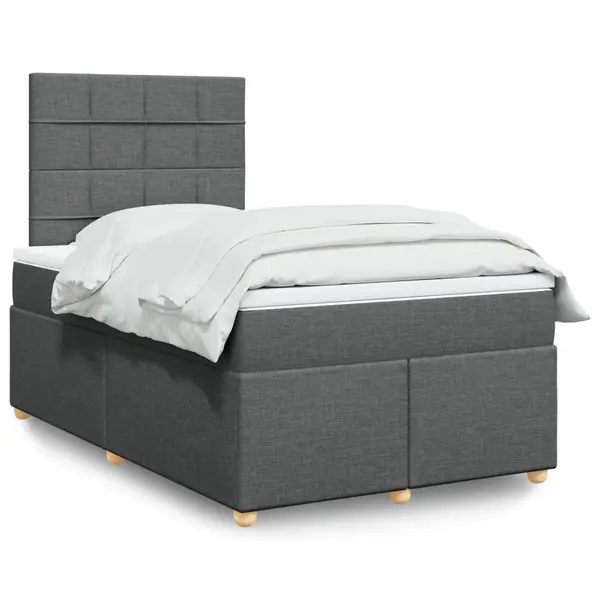 Gossi pat box spring cu saltea, gri inchis, 120x190 cm, textil