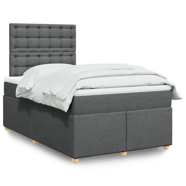 Gossi pat box spring cu saltea, gri inchis, 120x190 cm, textil