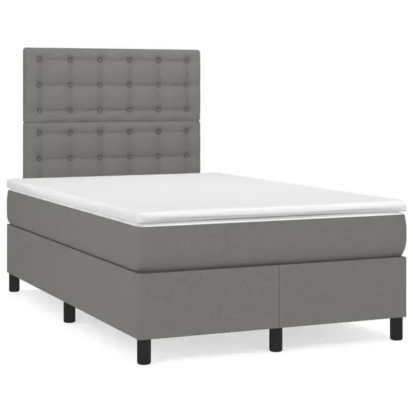 Gossi pat box spring cu saltea, gri inchis, 120x190 cm, textil