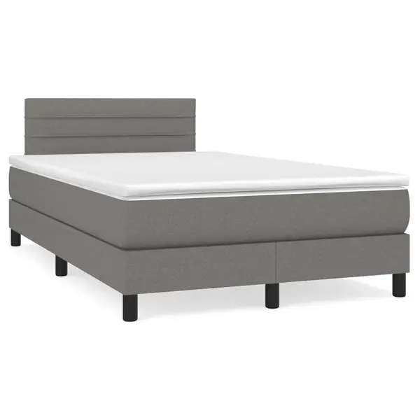 Gossi pat box spring cu saltea, gri inchis, 120x190 cm, textil