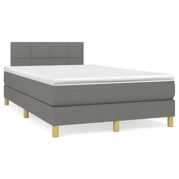 Gossi pat box spring cu saltea, gri inchis, 120x190 cm, textil