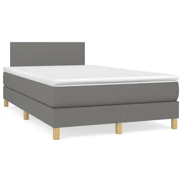 Gossi pat box spring cu saltea, gri inchis, 120x190 cm, textil