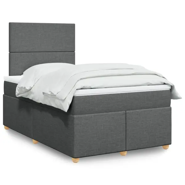 Gossi pat box spring cu saltea, gri inchis, 120x190 cm, textil