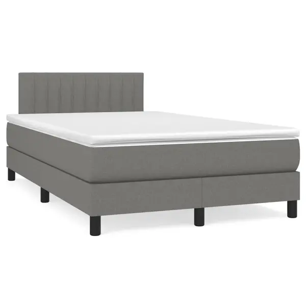 Gossi pat box spring cu saltea, gri inchis, 120x190 cm, textil