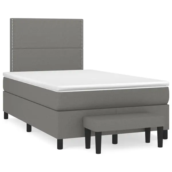 Gossi pat box spring cu saltea, gri inchis, 120x190 cm, textil