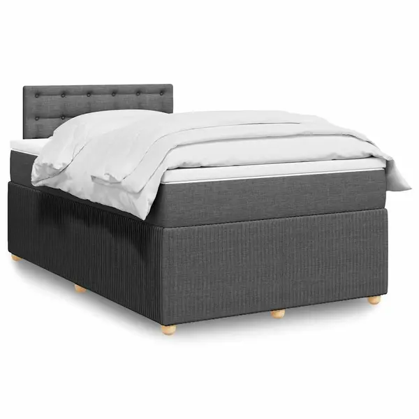 Gossi pat box spring cu saltea, gri inchis, 120x190 cm, textil