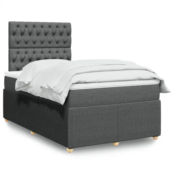 Gossi pat box spring cu saltea, gri inchis, 120x190 cm, textil