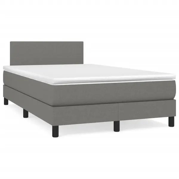 Gossi pat box spring cu saltea, gri inchis, 120x190 cm, textil