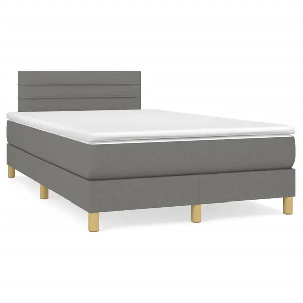 Gossi pat box spring cu saltea, gri inchis, 120x190 cm, textil