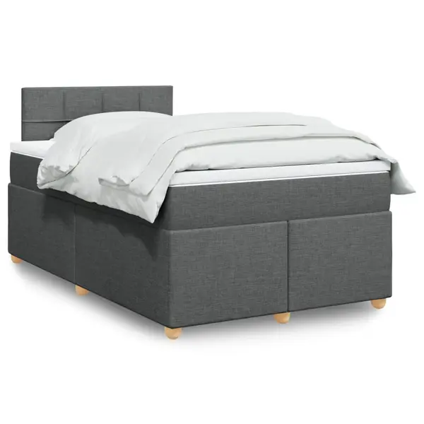 Gossi pat box spring cu saltea, gri inchis, 120x190 cm, textil