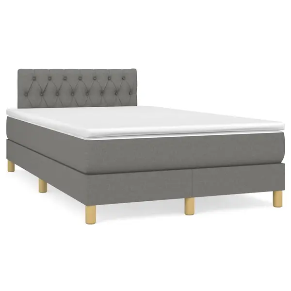 Gossi pat box spring cu saltea, gri inchis, 120x190 cm, textil