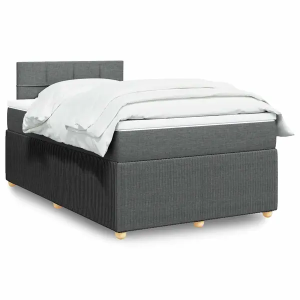 Gossi pat box spring cu saltea, gri inchis, 120x190 cm, textil