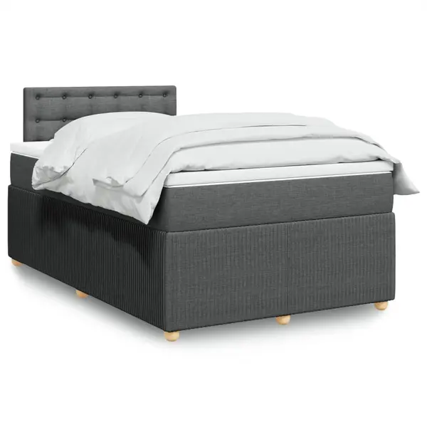 Gossi pat box spring cu saltea, gri inchis, 120x190 cm, textil