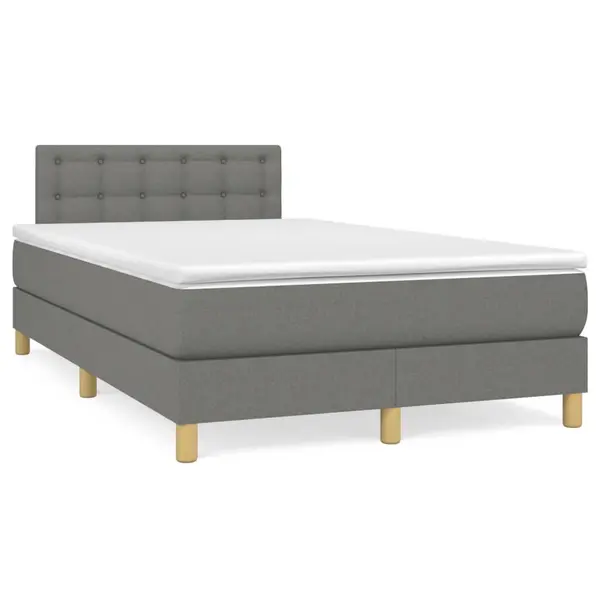 Gossi pat box spring cu saltea, gri inchis, 120x190 cm, textil