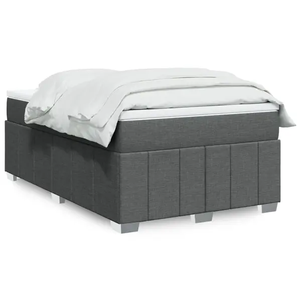 Gossi pat box spring cu saltea, gri inchis, 120x190 cm, textil