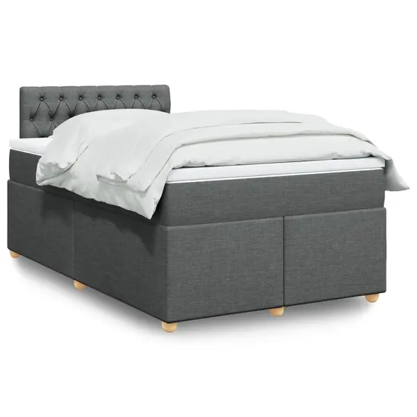 Gossi pat box spring cu saltea, gri inchis, 120x190 cm, textil
