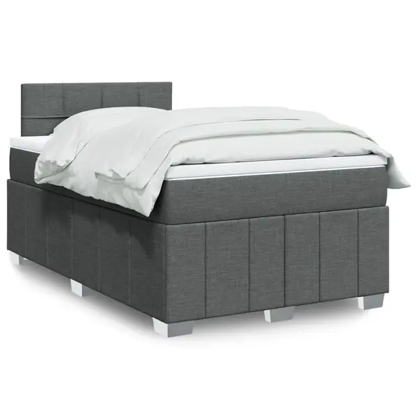 Gossi pat box spring cu saltea, gri inchis, 120x190 cm, textil
