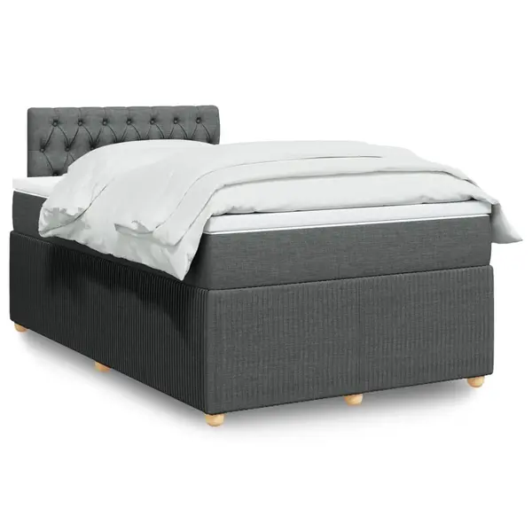 Gossi pat box spring cu saltea, gri inchis, 120x190 cm, textil