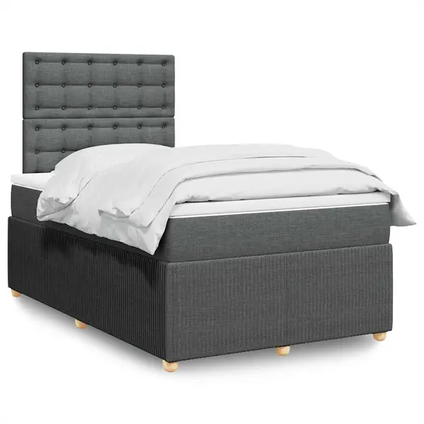 Gossi pat box spring cu saltea, gri inchis, 120x190 cm, textil