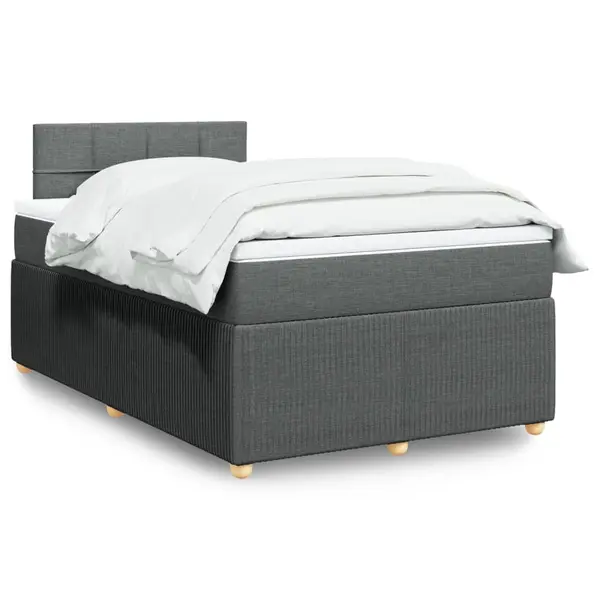 Gossi pat box spring cu saltea, gri inchis, 120x190 cm, textil