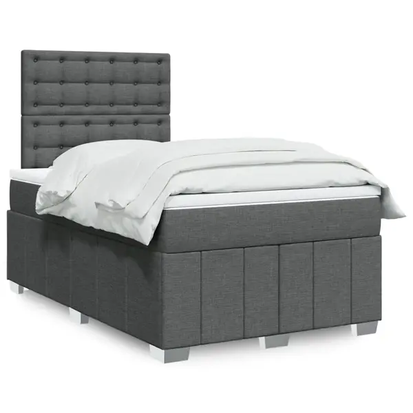 Gossi pat box spring cu saltea, gri inchis, 120x190 cm, textil