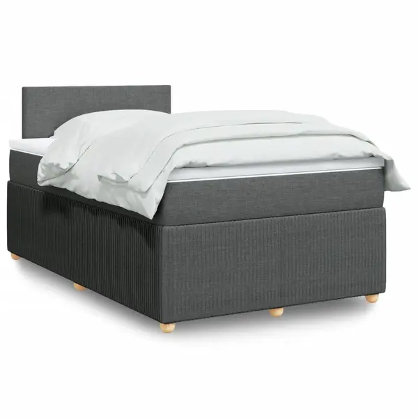 Gossi pat box spring cu saltea, gri inchis, 120x190 cm, textil