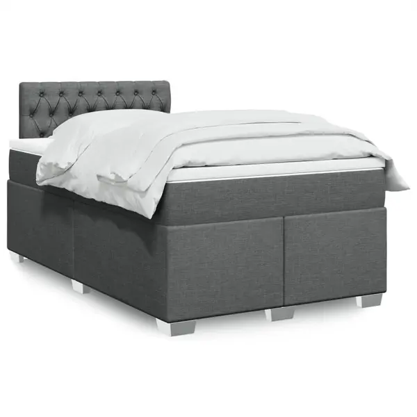 Gossi pat box spring cu saltea, gri inchis, 120x190 cm, textil