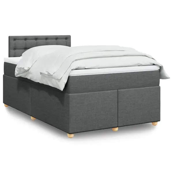 Gossi pat box spring cu saltea, gri inchis, 120x190 cm, textil