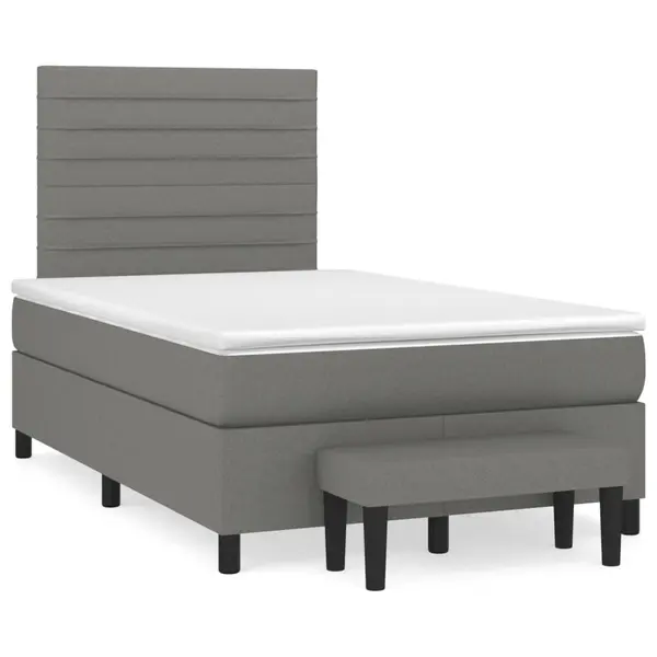 Gossi pat box spring cu saltea, gri inchis, 120x190 cm, textil