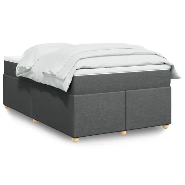 Gossi pat box spring cu saltea, gri inchis, 120x190 cm, textil