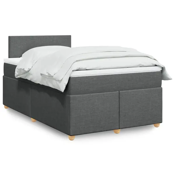 Gossi pat box spring cu saltea, gri inchis, 120x190 cm, textil