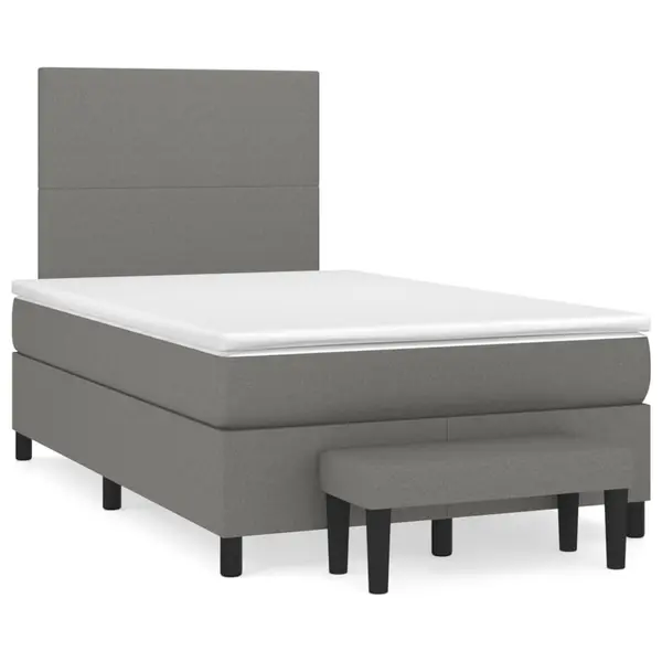 Gossi pat box spring cu saltea, gri inchis, 120x190 cm, textil