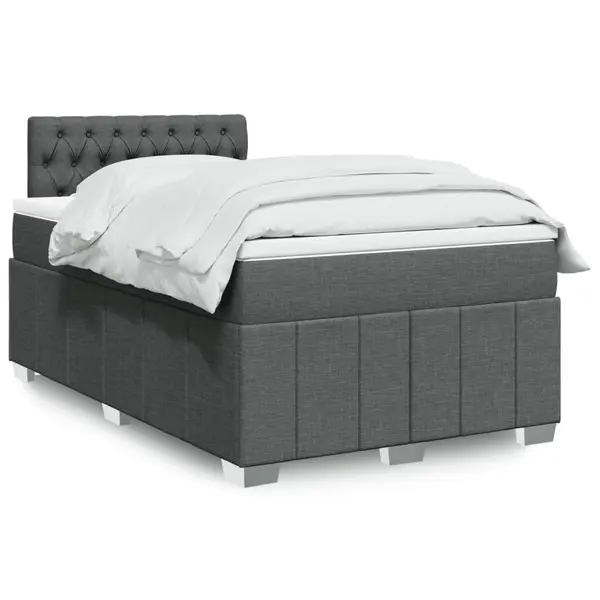 Gossi pat box spring cu saltea, gri inchis, 120x190 cm, textil