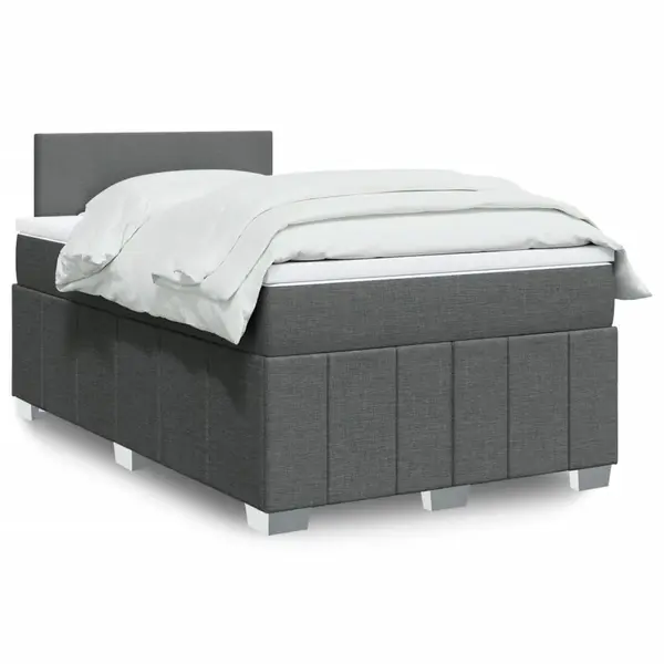 Gossi pat box spring cu saltea, gri inchis, 120x190 cm, textil