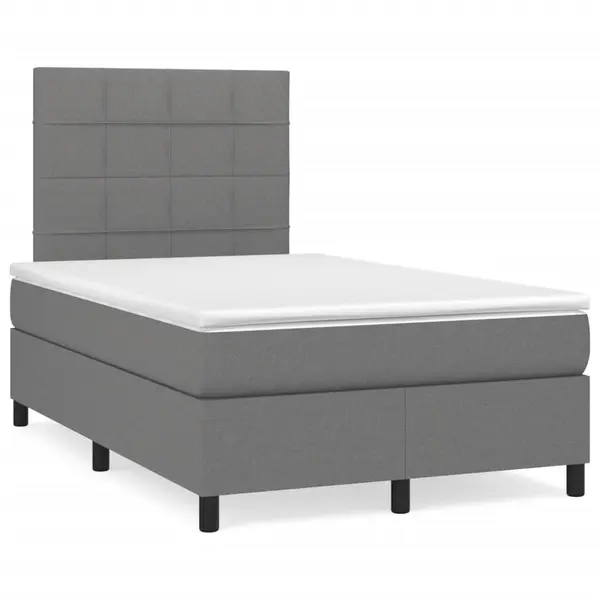 Gossi pat box spring cu saltea, gri inchis, 120x190 cm, textil