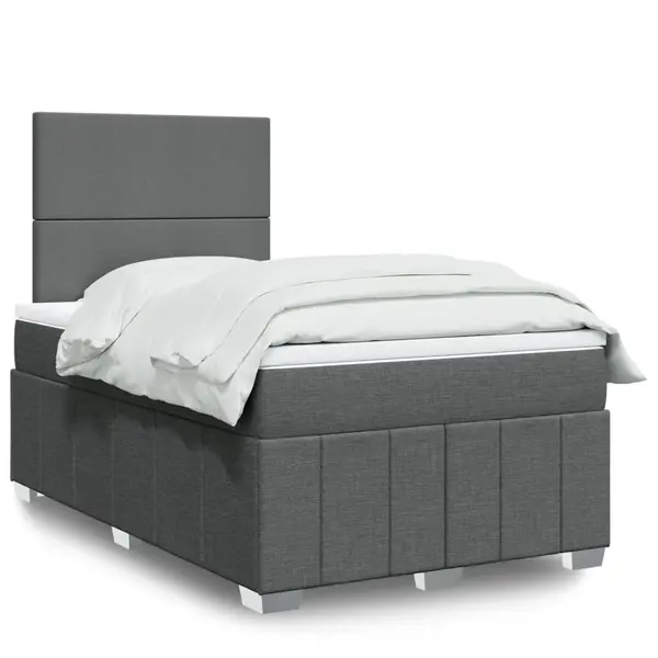 Gossi pat box spring cu saltea, gri inchis, 120x190 cm, textil