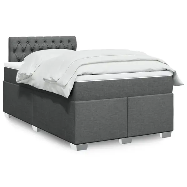 Gossi pat box spring cu saltea, gri inchis, 120x200 cm, textil