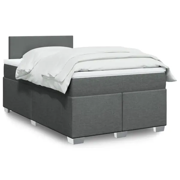 Gossi pat box spring cu saltea, gri inchis, 120x200 cm, textil